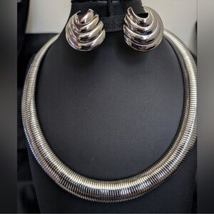 VINTAGE Omega Silver Necklace and Earring Set